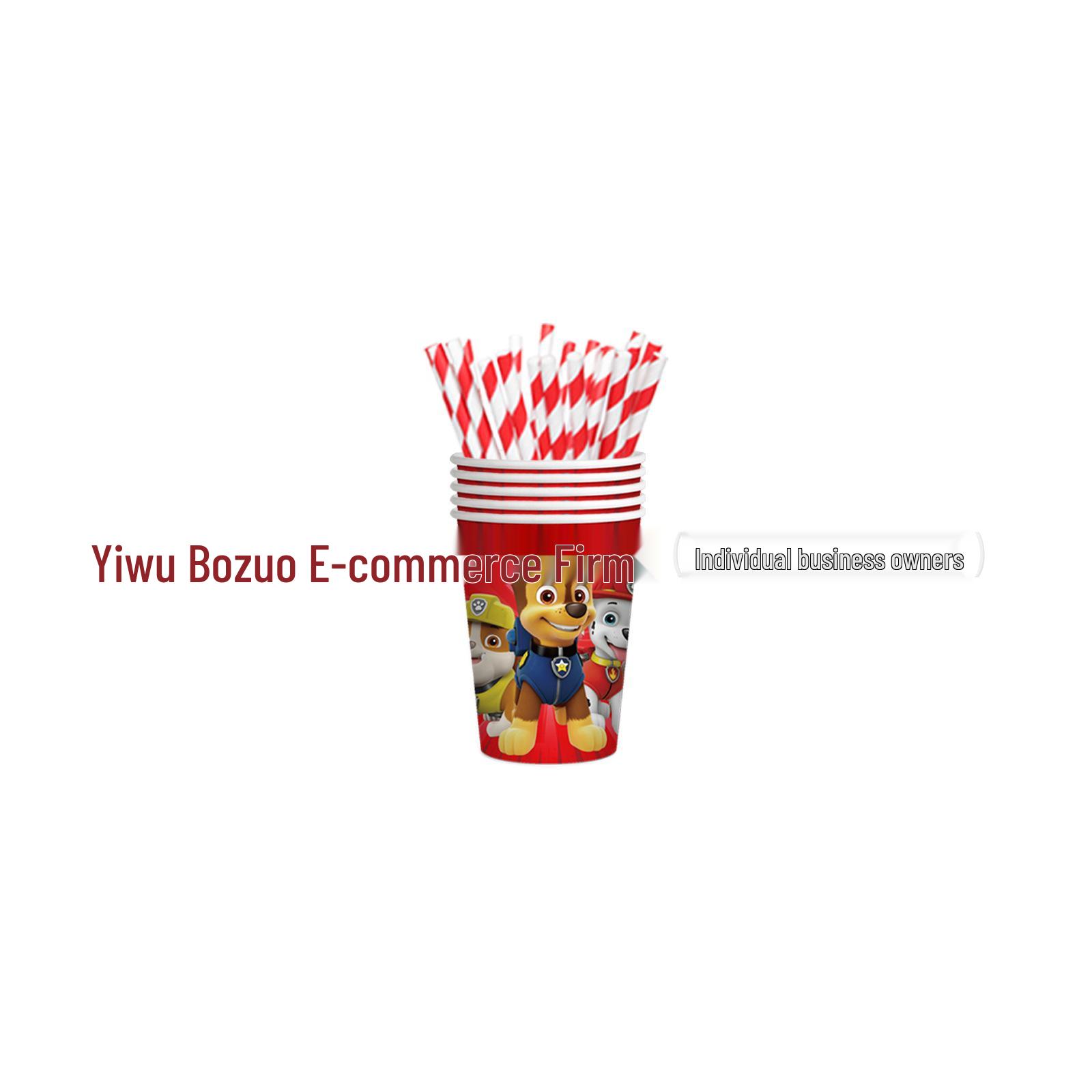 Paw Patrol Cartoon Dog Birthday Party Tableware: Disposable Plates, Cups & Tablecloth Set