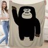 1pc Anime Gorilla Print Flannel Blanket - Soft Cozy All-Season Throw for Bed, Sofa, Travel & Camping - Beige & Black French Styl