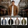 Herren Wildlederimitat Bomberjacke Stehkragen Reißverschluss Varsity Jacke mit Taschen Leichte Lässige Oberbekleidung