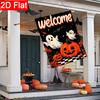 2D Flat, 2D Flat Autumn Halloween Maple Leaf Grid Smile Pumpkin Garden Flag_3 (2)- Outdoor Garden Flag Double-sided Home Decoration Courtyard Decorati