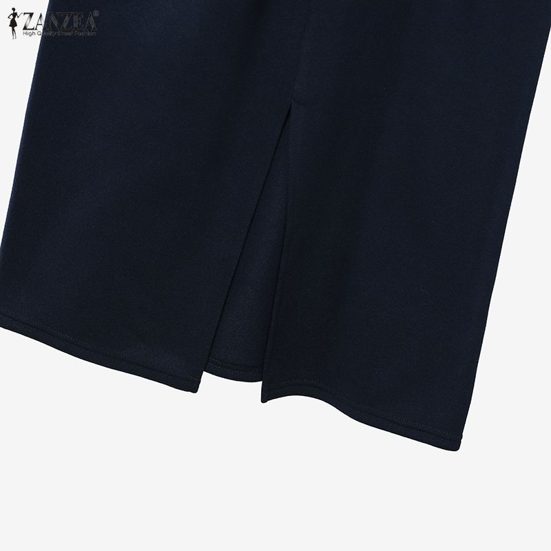 ZANZEA Women Splice Long Sleeve Blouse and Skirts Casual Two Piece Suit Sets