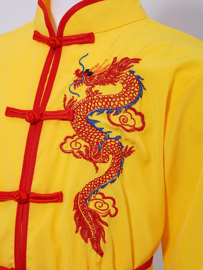 Unisex Kung Fu Performance Set für Kinder: Authentisches Chinesisches Kampfsport-Anzug mit Drachen-Design für Wettkampf & Show