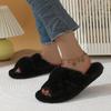 2025 Autumn/Winter Women's Furry Plush Cross Slippers — High-End Outdoor/Home Thick-Soled Large Size
