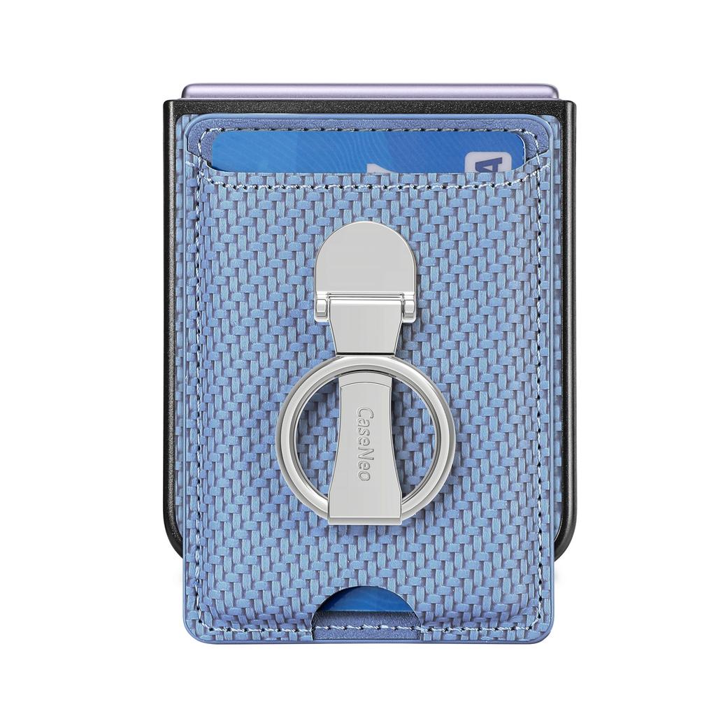 Folding Ring Holder Card Solt Carbon Fibre Wallet Case For Samsung Galaxy Z Flip 6 5 4 3 5G Flip6 flip5 Stand Vertical Bag Cover
