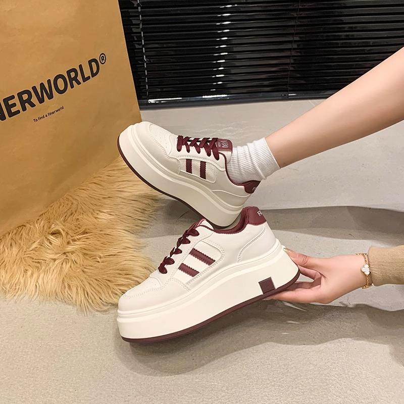 Popular Platform White Shoes Women's 2025 Spring New Fashion Versatile Color Matching Student Casual Sports Shoes Women