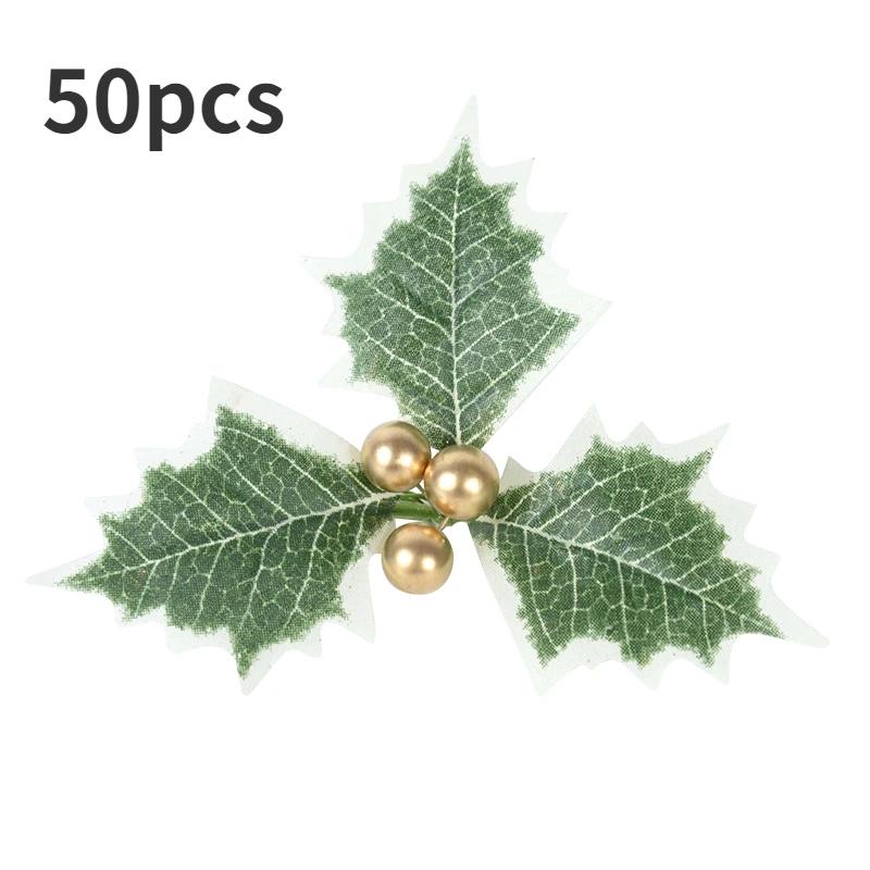 Christmas Holly Leaves Artificial Red Berry Flowers DIY Christmas Wreath Decoration Home Christmas New Year Decoration