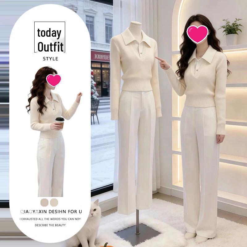 

2026 Women s French Style Slim Fit Long-Sleeve Shirt: Fashionable Knitwear with Polo Collar and Soft Texture. M [Recommended 95-105 kg]
