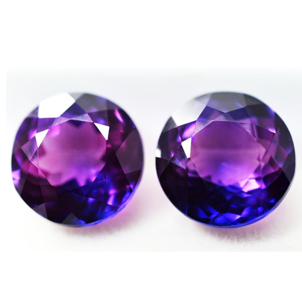 Natural Purple Tanzanite Loose Gemstone Round 16.00 Ct Pair for Jewelry Making and Gem Collections