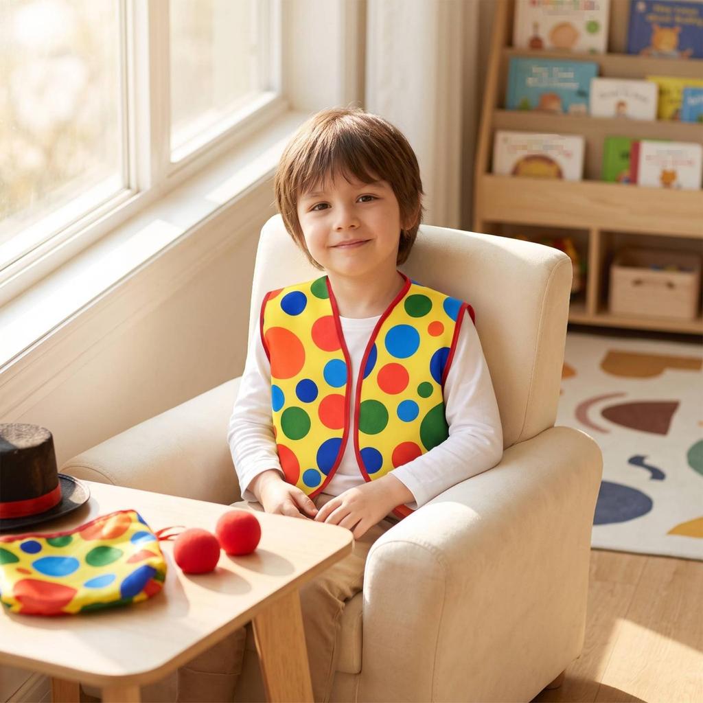 Clown Costume Vest Funny Colorful Clothing for Children, Kids, Stage Performances,