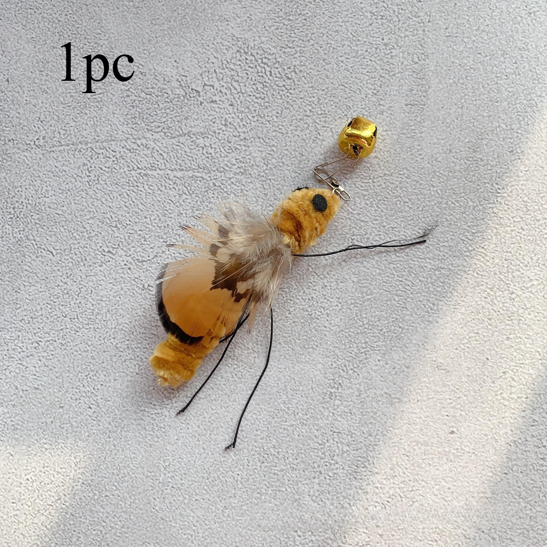 2/3pcs Plush Artificial Insect Cat Toy Accessories Replacement Head Cat Funny Teaser Stick Interactive Wand Feather Bug Pet Toy