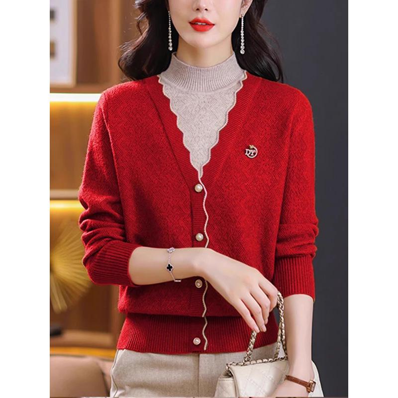 Women's High Neck Layered Knit Sweater – 2025 Autumn/Winter Fashion