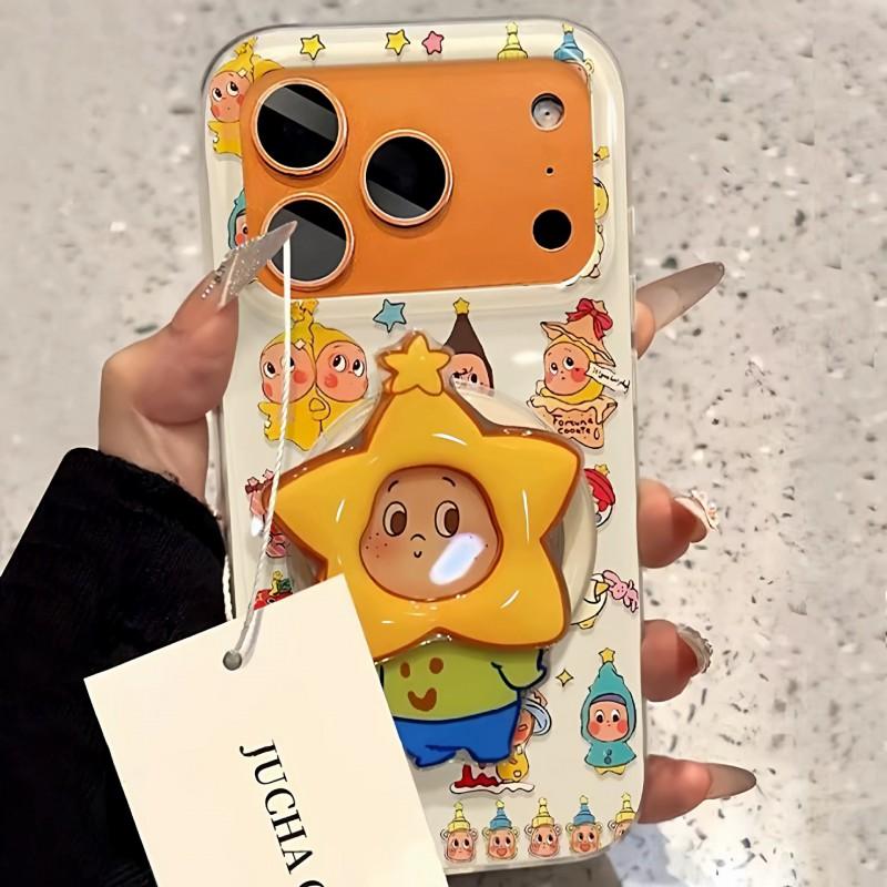 Cartoon Star Bubble Candle Design Phone Case IPhone 14 15 16 17 Series With Magnetic Kickstand Dual-Layer Shockproof Silicone