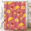 Adorable Animal Umbrella Shower Curtain Set For Bathroom Decor With Fall Colors Pink, Yellow Orange Floral Pattern Perfect Gift