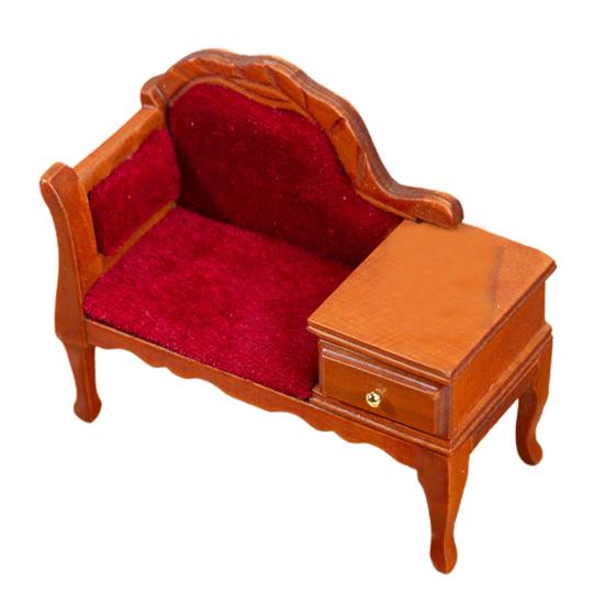 Sofá para Casa de Muñecas Amplia Aplicación Adorable Mueble de Madera para Casa de Muñecas Sofá con Cajón para Casa de Muñecas 1/12