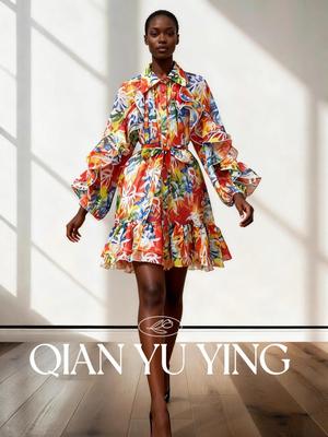 Multi-layer Ruffle Waist-Cinching Wide-Hem Dress - Niche Runway Style