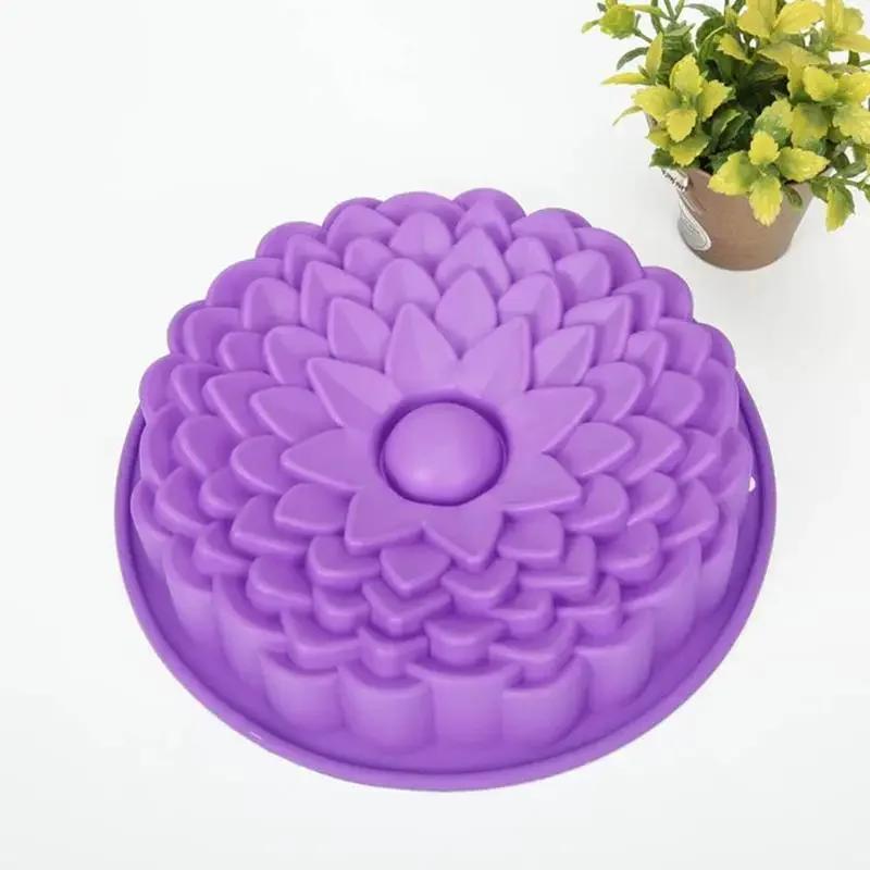 

Silicone Tray for Handmade Bread, Cake, Toast, Pizza, Round Sunflower Loaf, 22.5x4.5cm, 1Pcs for Birthday Cake Baking фіолетовий