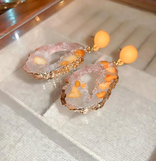 

needle yellow crystal tassel flower earrings, #16 steel needle - yellow One Size