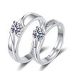 Fashion Irregular Green Leaves Couple Rings For Women Men Lovers Luxury Zircon Silver Color Open Ring Bride Wedding Jewelry Gift