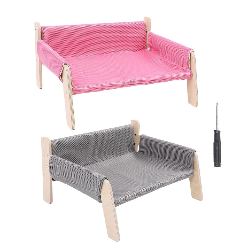 Pet Couch Bed Pine Wood Stylish Look Versatile Anxiety Relief Elevated Cat Dog Sofa Bed for Home Ind