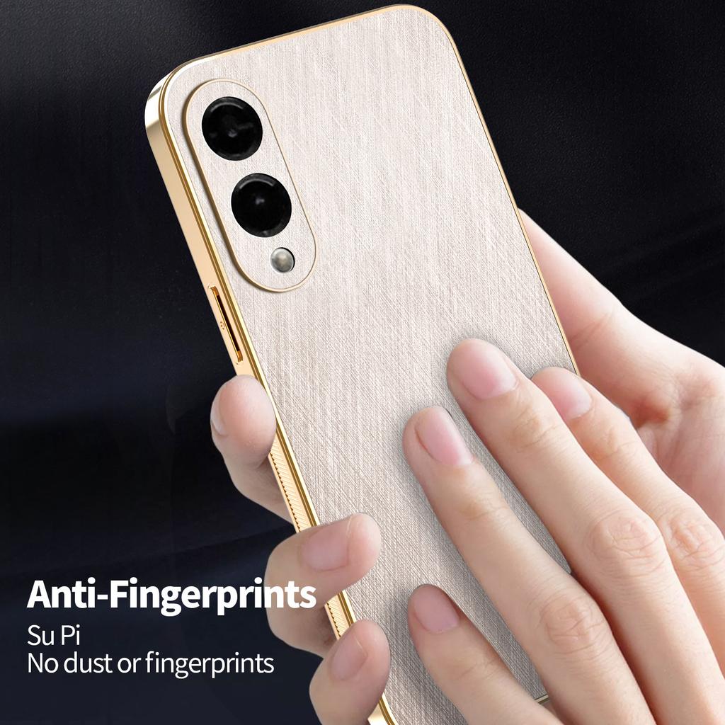 KADEM For Samsung Galaxy S25 Edge Case Electroplating Silk Texture PU+TPU Phone Back Cover