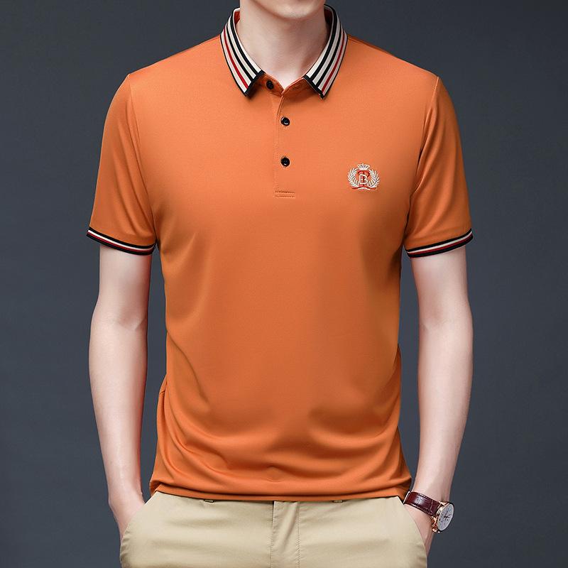 

T-Shirt Men S Embroidery Solid Color Loose Business Polo Shirt Clothes 4XL