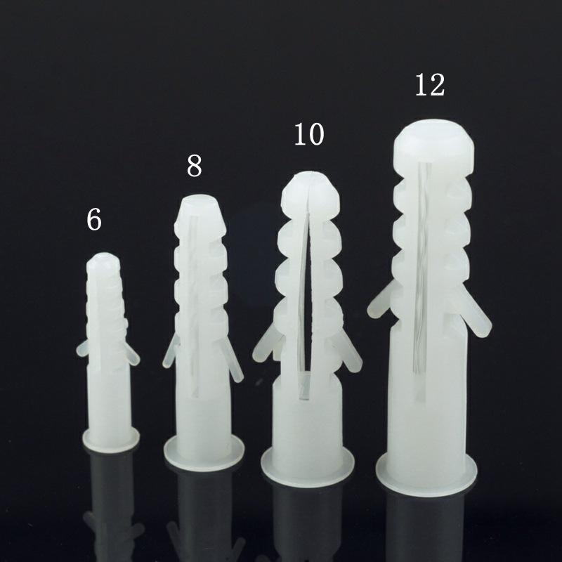White Plastic Expansion Plugs/Screws 6MM, 8MM, 10MM, 12MM - 1000 pcs/bag