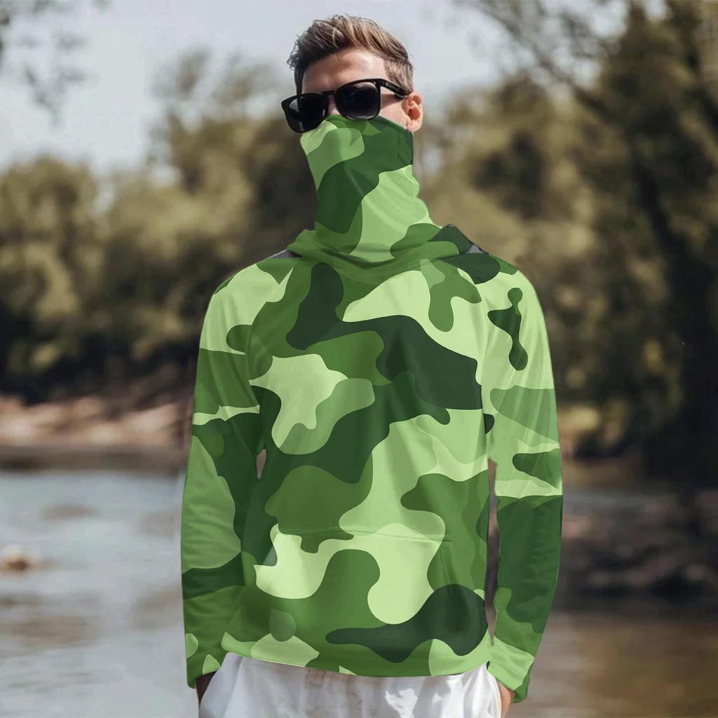 Lightweight Hooded Sun Protection Shirt Full Face Cover Long Sleeve Rash Guard Shirt for Outdoor Activities Breathable Quick Dry