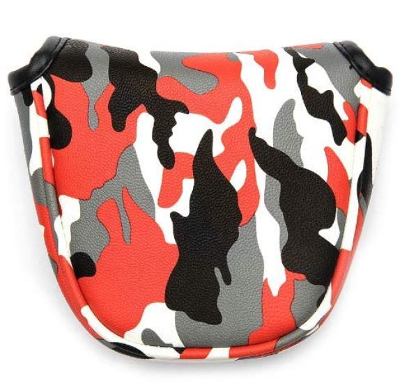Golf Head Cover Putter Cover with Magnet for Mallet Compatible with Odyssey 2 Ball TaylorMade Spider Putter Camouflage Camo (Red)