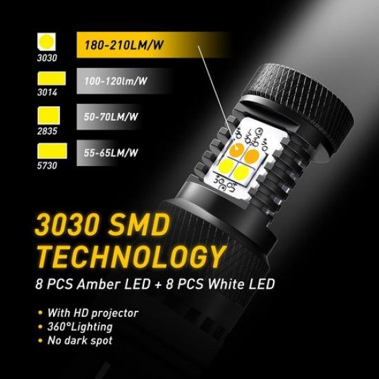 2x AUXITO 3157 LED Switchback Bulbs White Amber Turn Signal Light 16K EXV