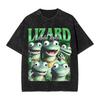 Funny Weirdcore Animal Lizard Lizard Lizard Meme T Shirt Washed Cotton T-Shirts for Men Women Streetwear Printed Tee Shirt