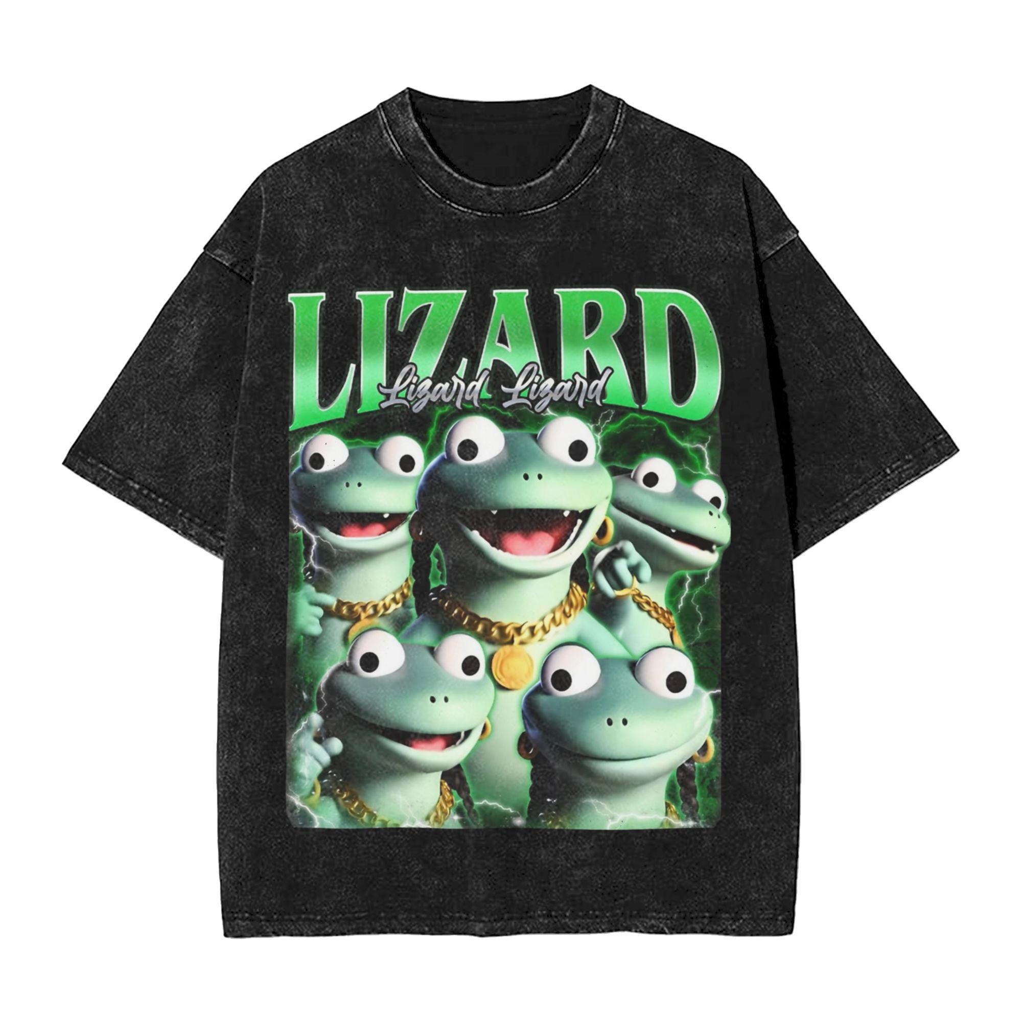 

Funny Weirdcore Animal Lizard Lizard Lizard Meme T Shirt Washed Cotton T-Shirts for Men Women Streetwear Printed Tee Shirt 3XL