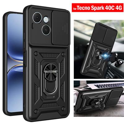 Etui Pancerne Funda dla Tecno Spark 40C 4G Pokrowiec Pierścień Ochronny na Aparat Stojak Odporne na Wstrząsy Tylna Klapka Capa Funda