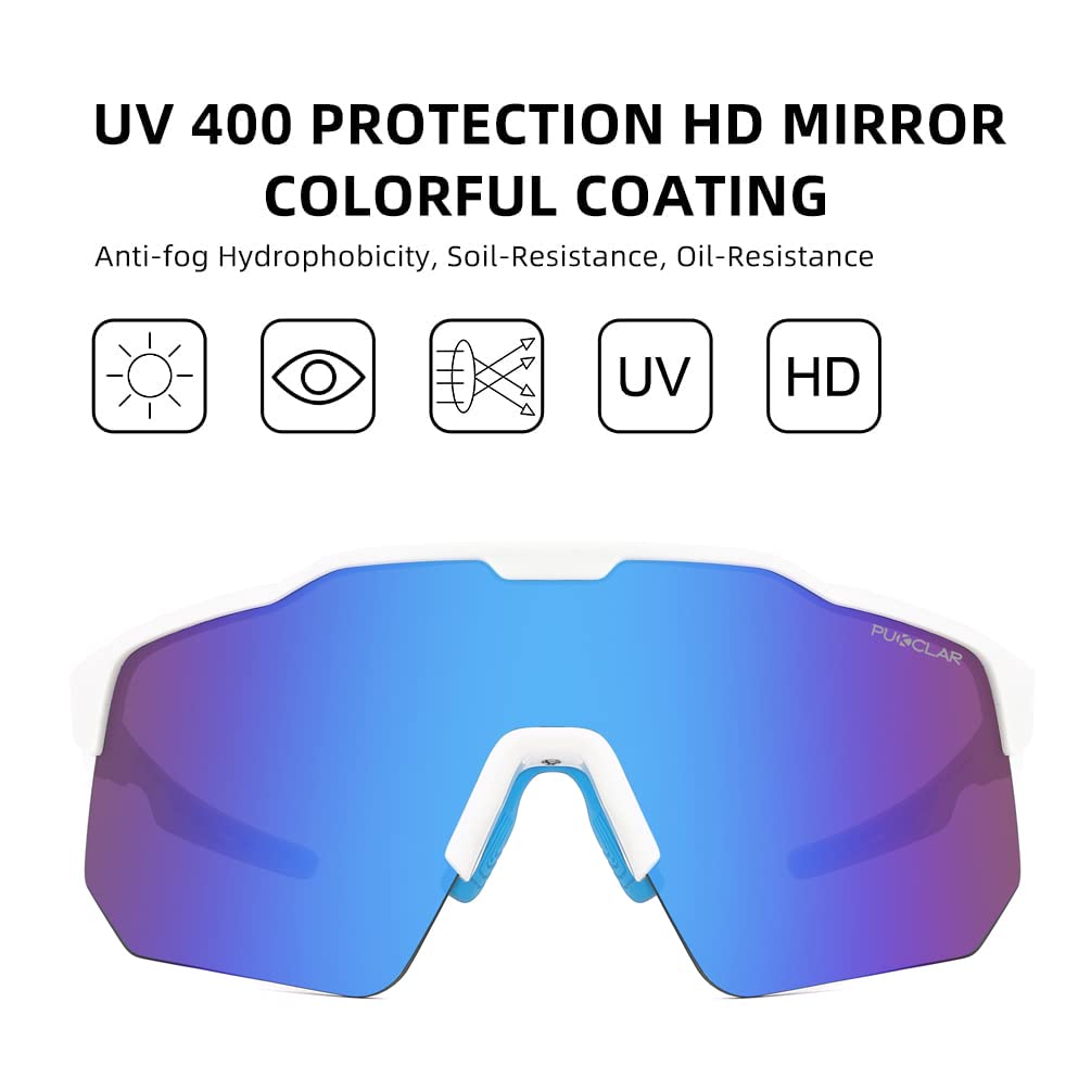Pukclar Unisex TR90 Cycling Sunglasses with Lightweight Frame and UV400 Protection for and Motorcycles Men's Cycling, Skiing, Driving,