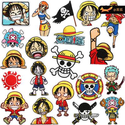 Schwarzer Fuchs Cartoon Animation Charakter Stickerei Stoff Aufkleber Japanischer One Piece Patch Computer Stickerei Aufkleber
