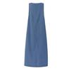 Fashionable Round Neck Sleeveless Loose Pocket Long Pullover Bohemian Denim Style Dress