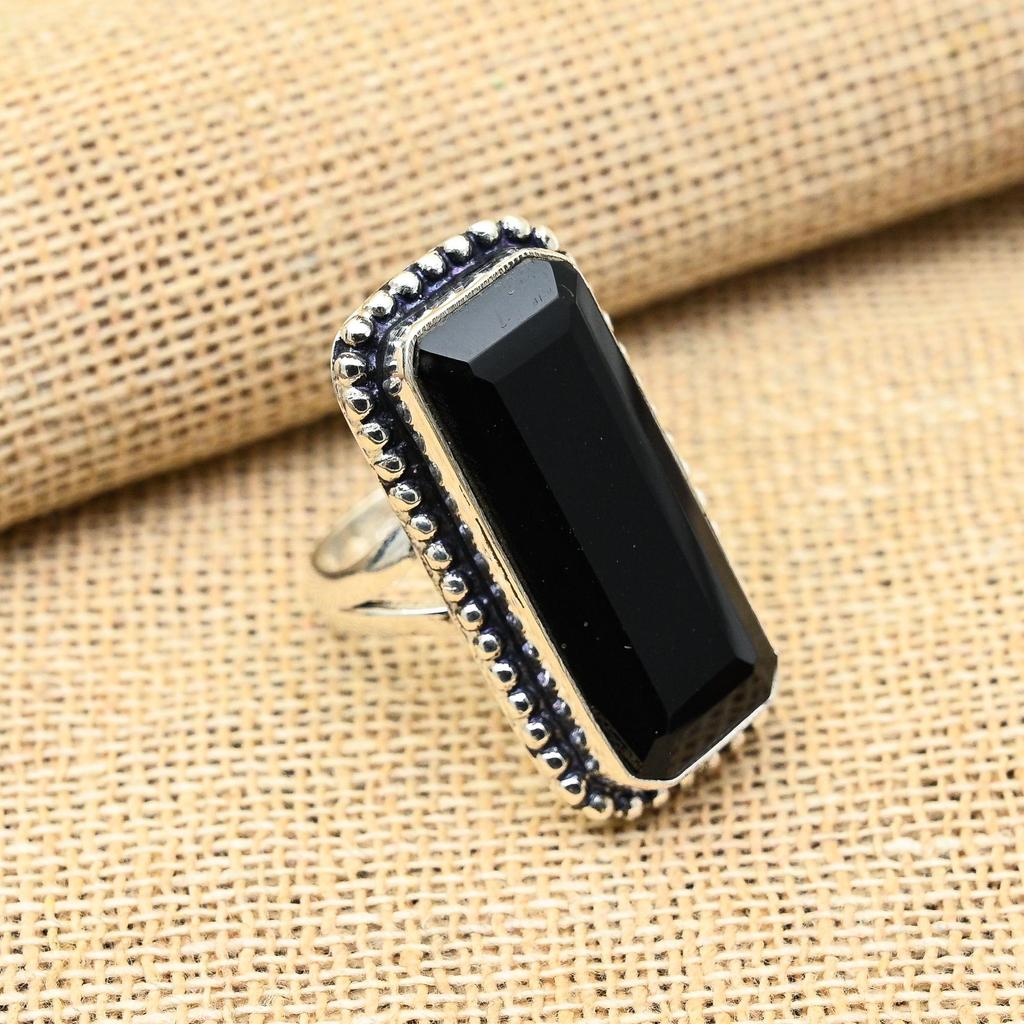 Black Spinel Gemstone Handmade 925 Solid Sterling Sliver Jewelry Ring For Wedding Gift