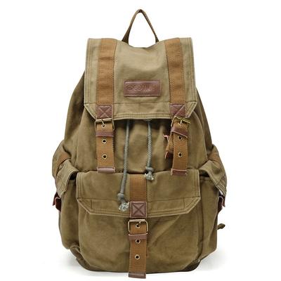 Gootium Backpack Canvas Retro 1-2 Night Trip Large Capacity Backpack L Olive Brown Large