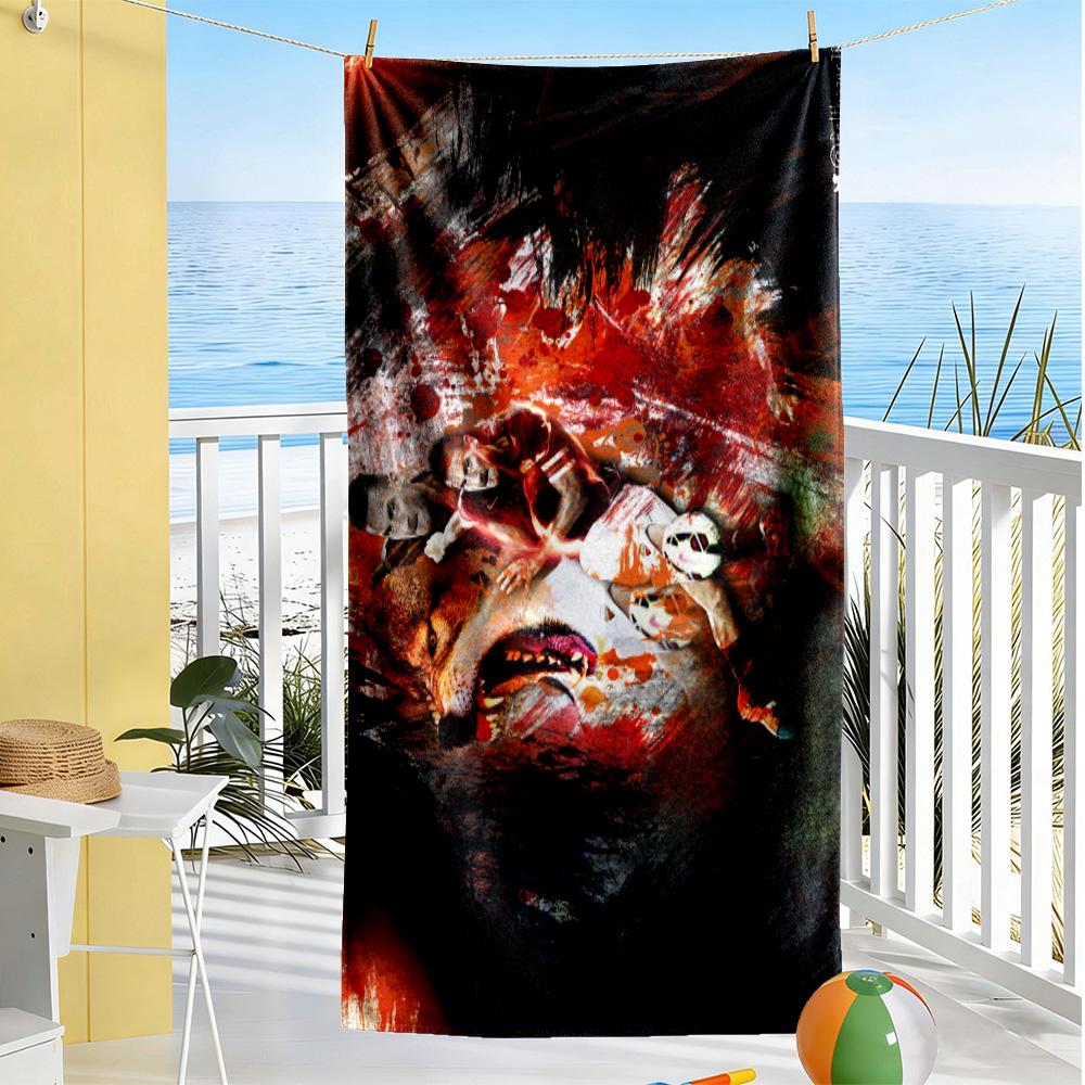 Dynamic Soccer Artwork Beach Towel Quick-Dry Soft Microfiber Comfortable Lightweight