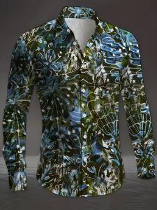 New Men s Reindeer Printed Shirt Men s Long Sleeve Shirt Casual Button Loose Top Ethnic Shirt XXS