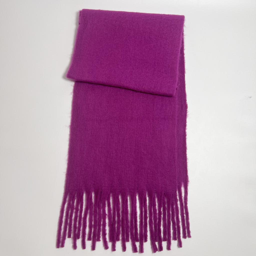 Versatile mohair solid color scarf women's winter thickening simple warmth enlarged shawl scarf