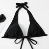 European & American Tie-Up Bikini: Sexy Solid Color Swimwear for Beach Vacations