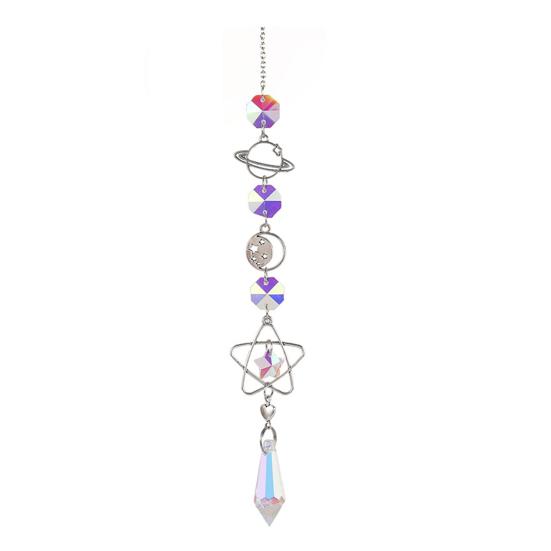 Stars Moon Sun Catcher Hanging Planets Ornament Prismatic Sun Catcher Rainbow Maker for Outdoor Garden Home Wall Decoration
