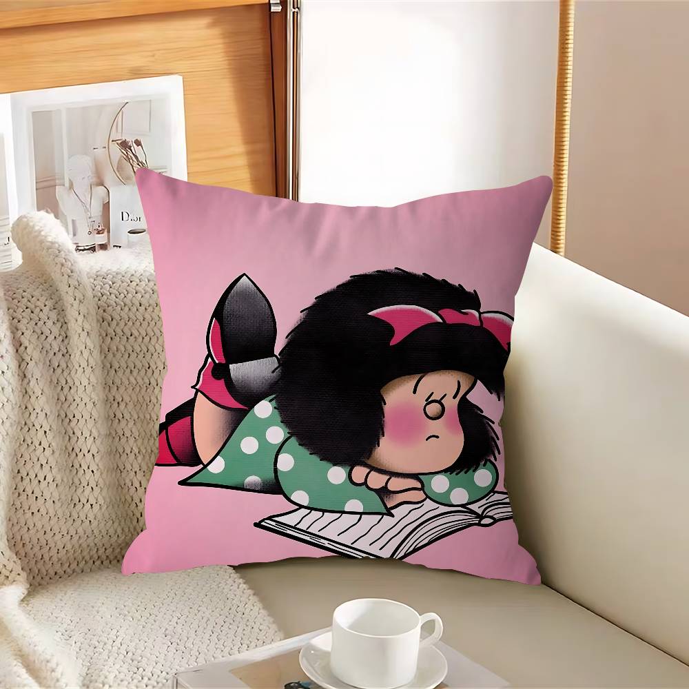 

MafaldaS Anime Girl Pillow Case Removable Washable Cushion Cover – All-Season Soft Linen 12x12Inch
