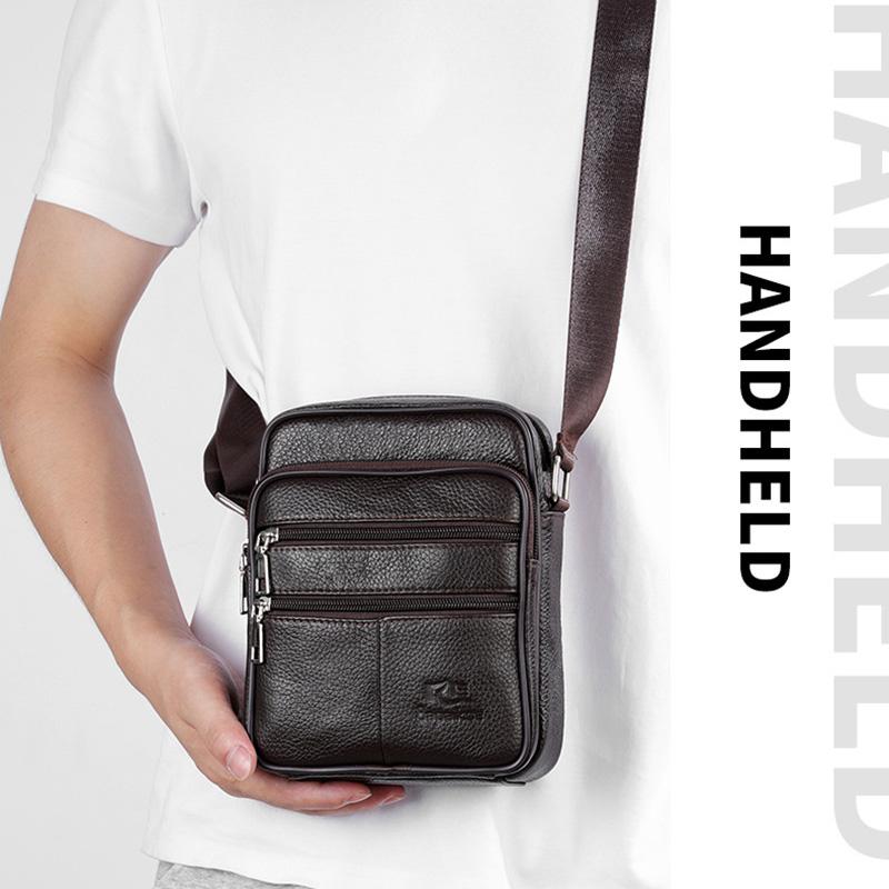 Letní nová pánská taška přes rameno z pravé kůže, vrchní vrstva z hovězí kůže, crossbody taška, módní multifunkční klopová taška přes rameno