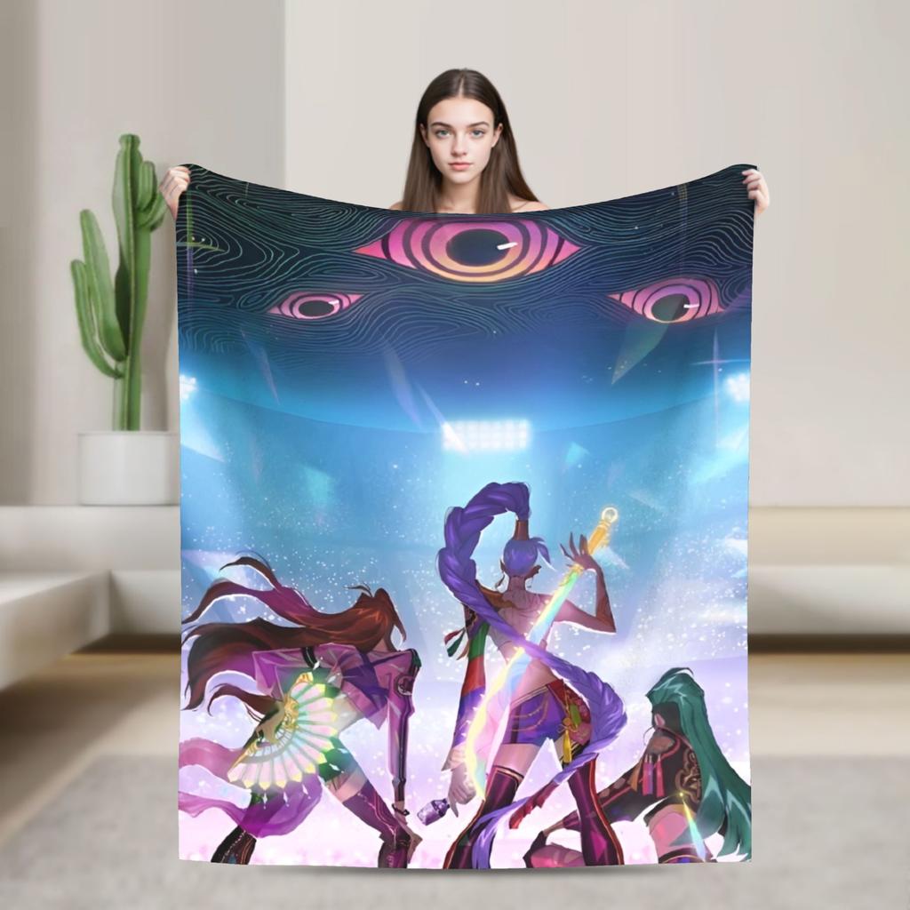 Kpop Demons Huntrix Hunters Flannel Blankets Rumi Mira Joey Creative Throw Blanket for Bedspread 125*100cm Rug Piece Soft