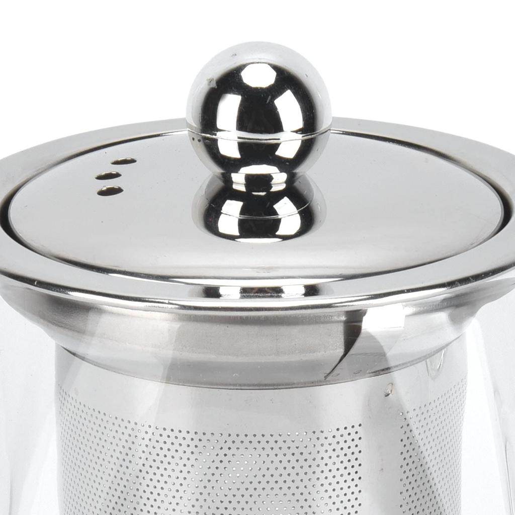 Clear Glass Teapot 350ml Removable 304 Stainless Steel Thermal Tea Kettle with Handle for Loose Leaf Tea (350ml)