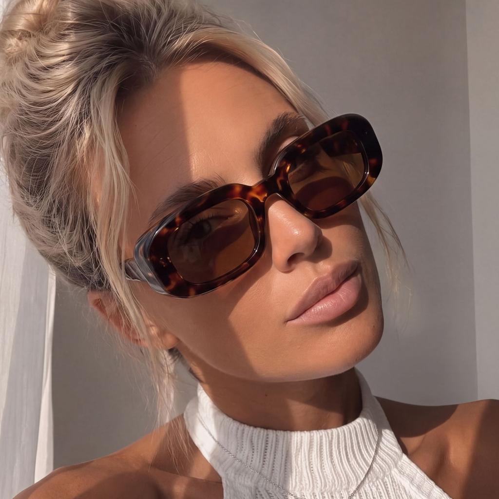 Fashion small frame square UV protection sunglasses, high-end casual plain sunglasses, versatile trendy glasses