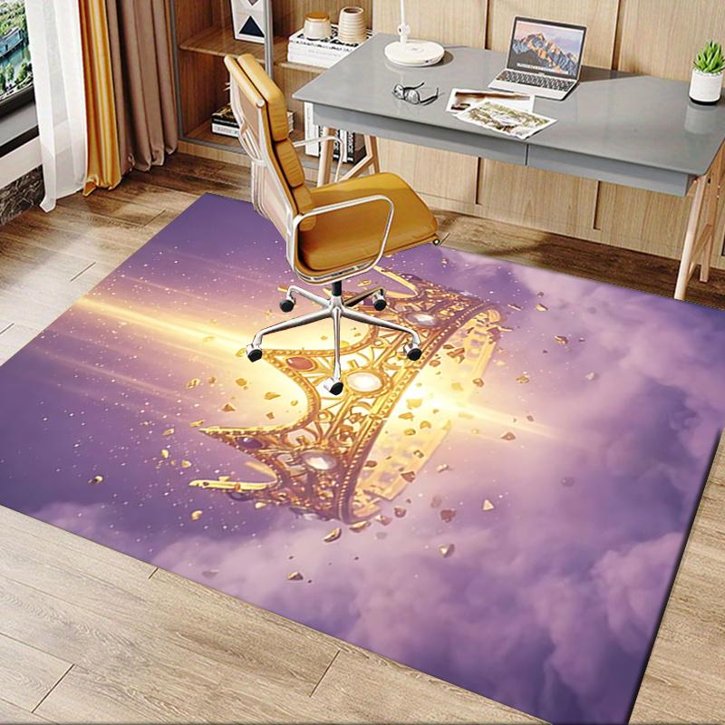Golden Crown Chair Mat Office Carpet, Oversized Rug for Home Decor, Sofa Mat, Desk Pad Gift, Suitable for Bedroom, Living Room, Various Rooms