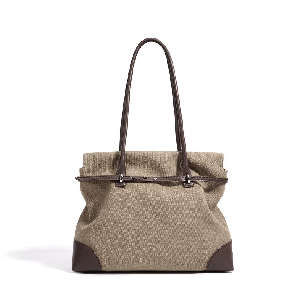 New model casual travel tote bag for women, color-blocking versatile design canvas shoulder handbag