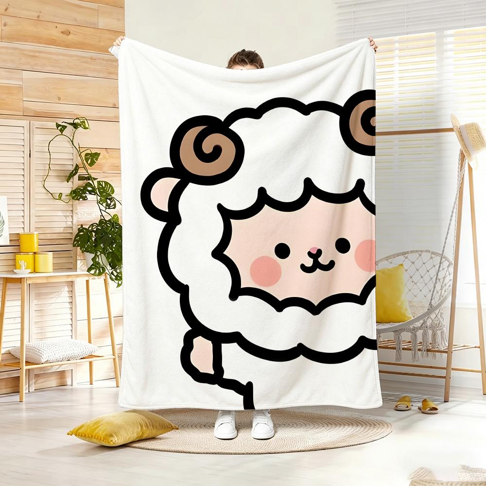 Artistic Pattern C-CuteS SheepS Throw Lightweight 240g Flannel Blanket Soft Skin-friendly for Summer Cooling